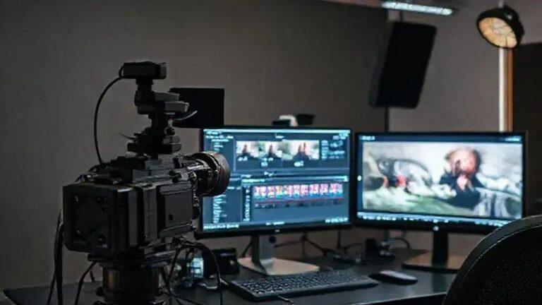 Como a IA transforma gravações multicâmera com fundo personalizado